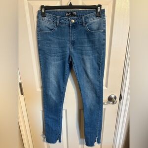 Huitoula Women's Distressed Cut Out Hem Skinny Jeans, Medium Blue Wash, Sz 12